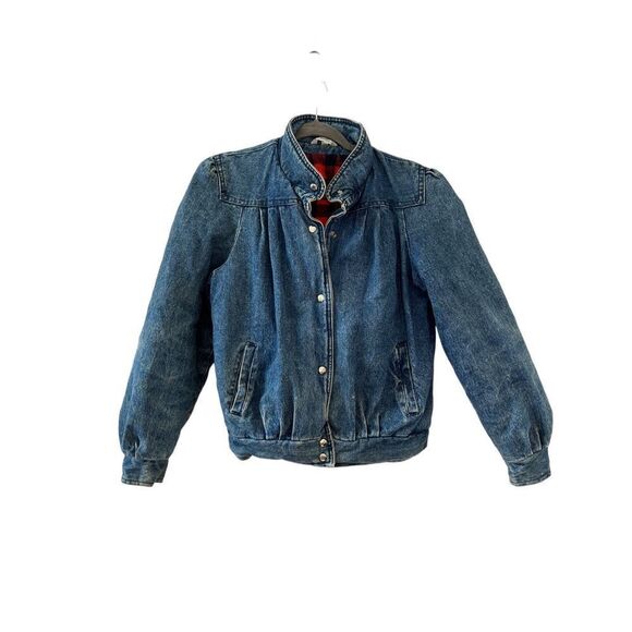 Vintage Snap Button Front Cotton Denim Jacket Womens Blue Size Medium - Picture 1 of 9
